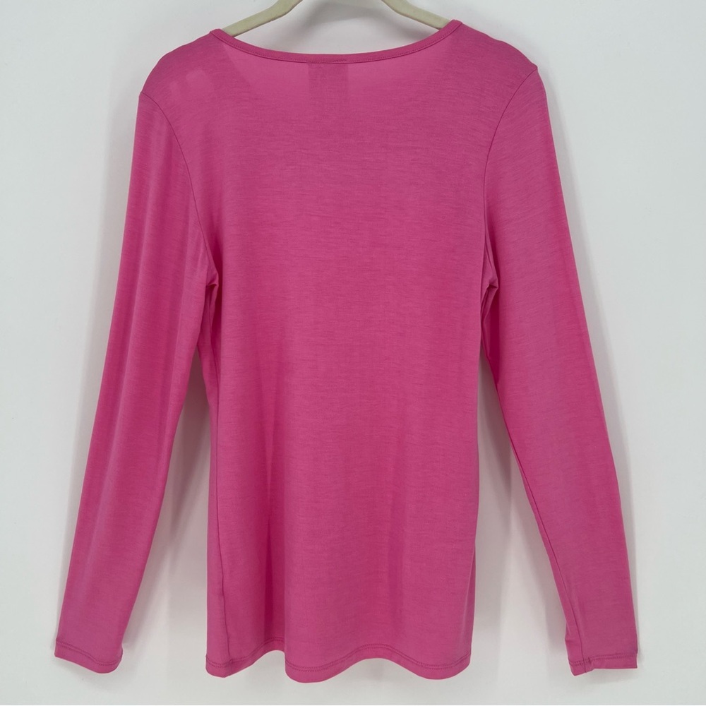 Vocal Top Womens Pink Long Sleeve Cut Out Neckline with Rhinestones Soft Stretch - Picture 5 of 10